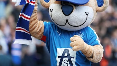 Rangers mascot Broxy the bear is seen during the Scottish Cup Final between Rangers and Hibernian at Hampden Park on May 21, 2016 in Glasgow, Scotland. (Ian MacNicol/Getty)