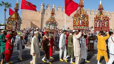 Moroccans take part in a procession in Sale, Morocco. EPA