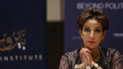 Raghida Dergham at a previous meeting of the Beirut Institute, in Abu Dhabi. Delores Johnson / The National )