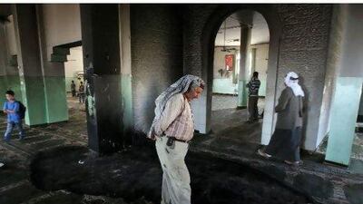 Palestinian security sources said Jewish settlers are to blame for the attack. Palestianians surveyed the damage yesterday . Abbas Moman / AFP