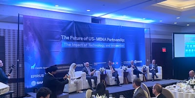 A panel discussion at the launch event for Trends Research and Advisory's office in Washington. Cody Combs / The National