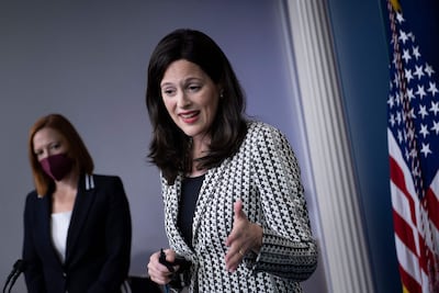 Anne Neuberger2, the deputy national security adviser for cyber and emerging technology, spoke at a White House press briefing last year about increasing cybersecurity. AFP