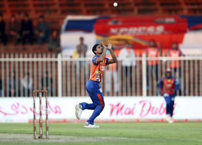 Bengal Tigers all-rounder Amir Yamin did his bit to destroy the Northern Warriors line-up in Sharjah on Thursday. Chris Whiteoak / The National