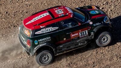 Orlando Terranova and co-driver Bernardo Grue are the new leaders of the Dakar Rally. AP