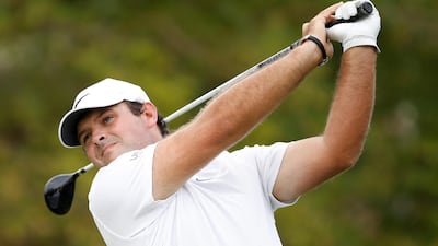 Patrick Reed tees off in the final pairing alongside Danny Willett today in the final round of the DP World Tour Championship. EPA