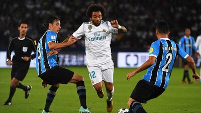 Marcelo in action against Gremio during Real's Fifa Club World Cup win in 2017. EPA