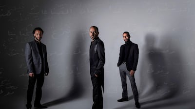Le Trio Joubran, from left, Wissam, Samir and Adnan, are inspired by late Palestinian poet Mahmoud Darwish. Courtesy Steven Bryson & Stevie Lawrie