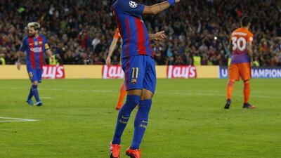Barcelona’s Neymar celebrates scoring their fourth goal. Albert Gea / Reuters