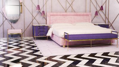 Bedroom in Pantone's 2018 shade. Courtesy BySwans