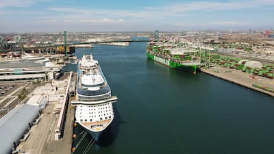 Ships dock at the Port of Los Angeles in San Pedro, California, July 24, 2026. EPA