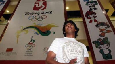 The UAE sailing Olympian Adel Khaled Abdulghafar is all smiles during a ceremony organized by the United Arab Emirates National Olympic Committee as they prepare for the 2008 Beijing Olympics.