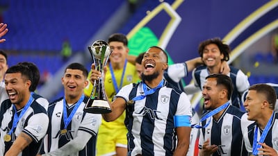 Pachuca's Salomon Rondon lifts the trophy after winning the Fifa Challenger Cup with a penalty shoot-out victory over Egypt's Al Ahly. Reuters