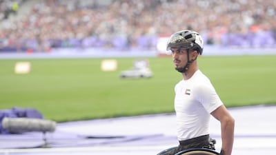 UAE's Mohammed Othman qualified for the men's 100m T34 final at the Paris Paralympics. Photo: UAE Paralympic Committee