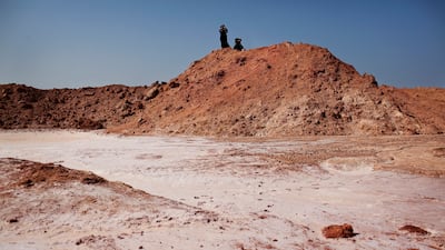 Salt domes on Sir Baniyas Island. Research suggests these formations could be an asset to Abu Dhabi for the pursuit of net-zero targets. Andrew Henderson / The National