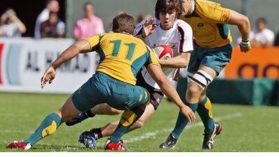 Jonny MacDonald, centre, in action for the now defunct Arabian Gulf side, qualifies to play for Scotland.