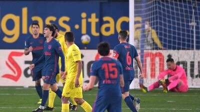 Atletico Madrid's Portuguese midfielder Joao Felix celebrates. AFP