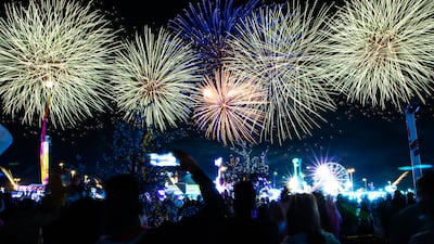 Fireworks illuminate the sky above the Sheikh Zayed Heritage Festival