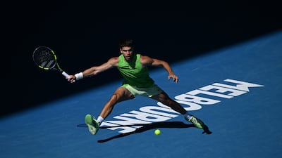 Spain's Carlos Alcaraz during his Australian Open second round match against Yannick Hanfmann of Germany. EPA
