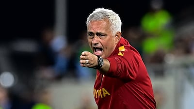 AS Roma head coach Jose Mourinho reacts during the UEFA Europa League group C soccer match between PFC Ludogorets and AS Roma in Razgrad, Bulgaria, 08 September 2022. EPA / VASSIL DONEV