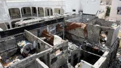 A view of the villa in the Naif district where 11 people died and dozens were injured in a fire last August.