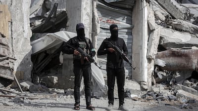Militants from the Al Qassam Brigades, Hamas's military wing, in Gaza. European NGOs are suspected of sending funds to the group. Bloomberg via Getty Images
