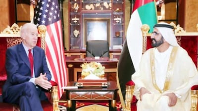 Mr Biden with Sheikh Mohammed. Image: Twitter