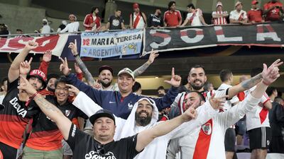 Fans cheer before the game between River Plate and Al Ain in the Fifa Club World Cup.