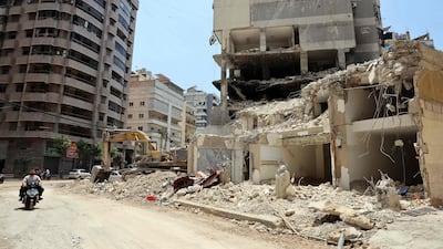 A building destroyed in Israeli strikes on Beirut's southern suburbs. AFP
