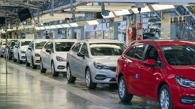 The Astra assembly line at Vauxhall's plant in Ellesmere Port in the UK. PA