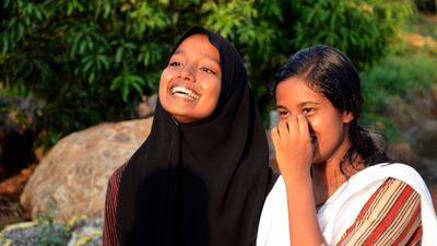 There are 95 girls and 90 boys who attend classes from 8.30am to 1.45pm, including Adheena Sundar, 16, left, and MS Ajisha, 15.