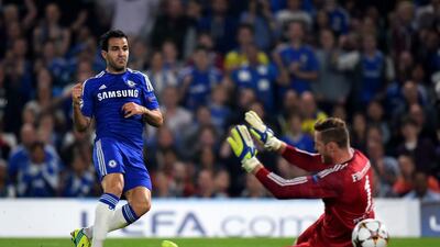 Cesc Fabregas gave the Chelsea faithful something to cheer with his goal in the 11th minute against Schalke goalkeeper Ralf Faehrmann. Mike Hewitt / Getty Images