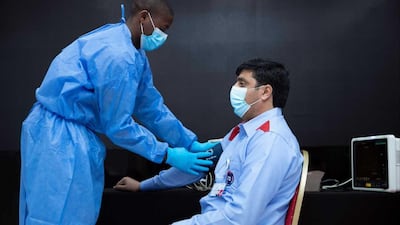 A RTA taxi driver receives Covid-19 vaccine. Courtesy: RTA