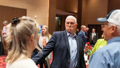 Former US vice president Mike Pence attends the Iowa Federation of Republican Women's conference in Jefferson, Iowa. Reuters