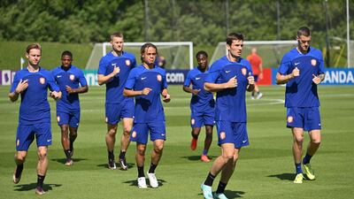 Netherlands players training at Qatar Universty in Doha. AFP