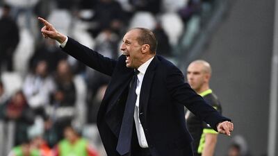 Juventus' manager Massimiliano Allegri reacts. AP