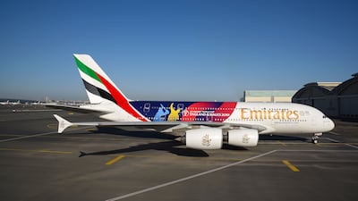 The Cricket World Cup liveried Emirates A380. Courtesy Emirates