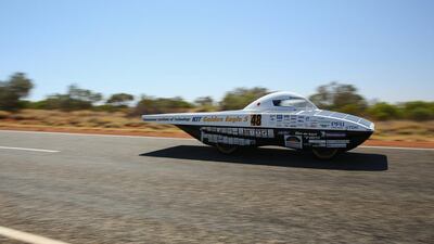 Twenty high-tech cars powered by the sun will take to the roads next January for the first Abu Dhabi Solar Challenge race. They will race 1,200 kilometres to the finishing line outside Adnec. Mark Kolbe / Getty Images