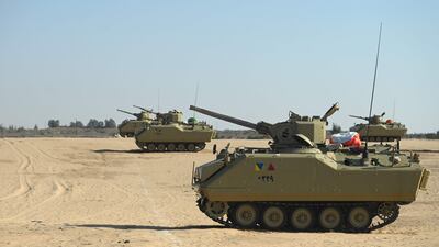 Egyptian army tanks on the Rafah border crossing with the Gaza Strip on September 9, 2024. Such a show inspired chest-beating patriotism on social media. AFP