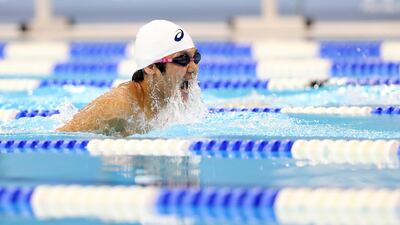 Taiga Teshima of Nippon wins in the 50m Breaststroke during the swimming at the Special Olympics. Chris Whiteoak / The National