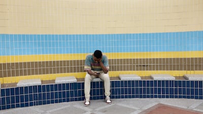 Egyptian rapper Nubi at a Cairo Metro station. The rapper spent the pandemic experimenting with infusing his rap with the traditional sounds of his ancestral home, Nubia, in southern Egypt. Mahmoud Nasr / The National
