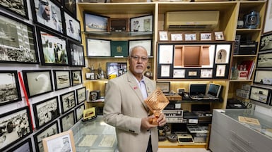 Long-time Dubai resident and Erth Award winner Shaukat Ali Rana has created a museum in his home that documents Dubai's history. Photo: Antonie Robertson/The National