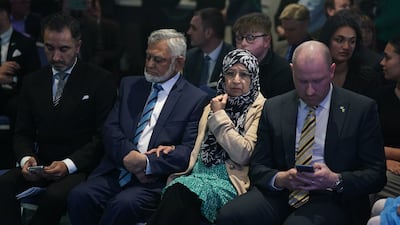 Mr Yousaf's parents Muzaffar Yousaf and Shaaista Bhutta in the crowd. PA