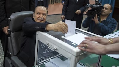 Algeria's President Abdelaziz Bouteflika casts his ballot during the presidential election in Algiers on April 17. Zohra Bensemra / Reuters