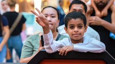 Young fans take in the action at Yas Mall.