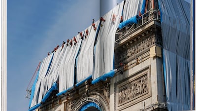 In another image from the book, the fabric is being unfurled, for the artists' final project. Photo: Taschen