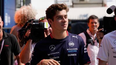 Williams driver Franco Colapinto of Argentina arrives at the Monza racetrack. AP