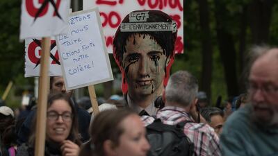 Anti-G7 protesters march in Quebec City. Alice Chiche / AFP Photo