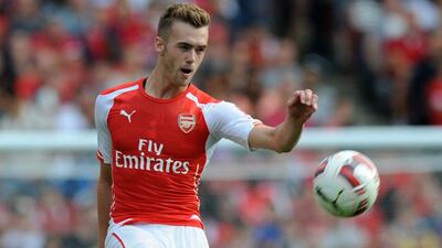 Calum Chambers is rated as 50-50 to play for Arsenal on Tuesday against Borussia Dortmund in the Uefa Champions League. Olly Greenwood / AFP