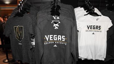 Vegas Golden Knights apparel is displayed after it was announced as the name for the Las Vegas NHL franchise at T-Mobile Arena on November 22, 2016 in Las Vegas, Nevada. Ethan Miller / Getty Images