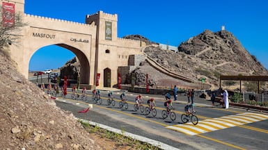 Cyclists on the UAE Tour were among the first to pass through Masfout Gate. Photo: Abu Dhabi Sports Council / X